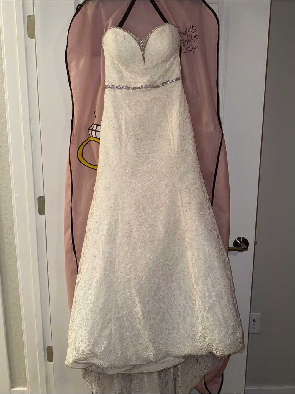 Strapless Sweetheart Lace Bridal Gown with Beaded Waist